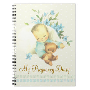 Vintage Sleeping Baby Personalised Spiral Notebook
