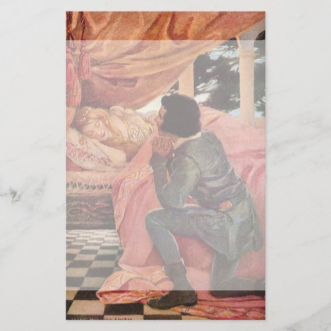 Vintage Sleeping Beauty by Jessie Willcox Smith Stationery (Front)