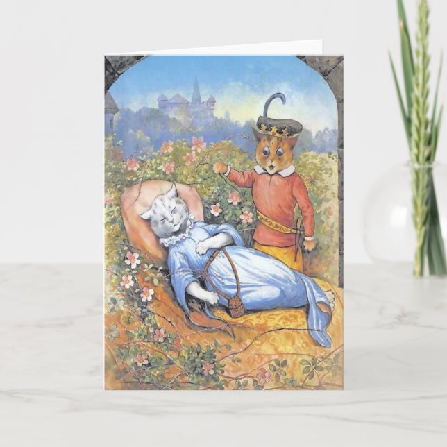 Vintage Sleeping Beauty Cat Card (Front)