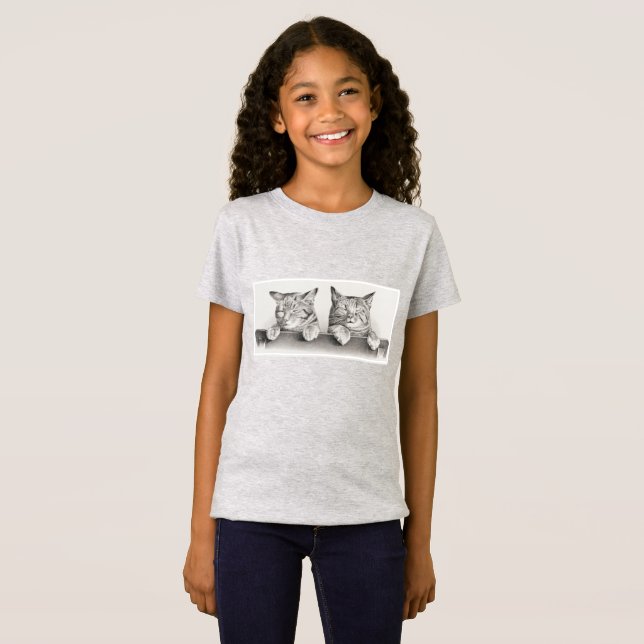 Vintage Sleeping Cats Lithograph, 1874 T-Shirt (Front Full)
