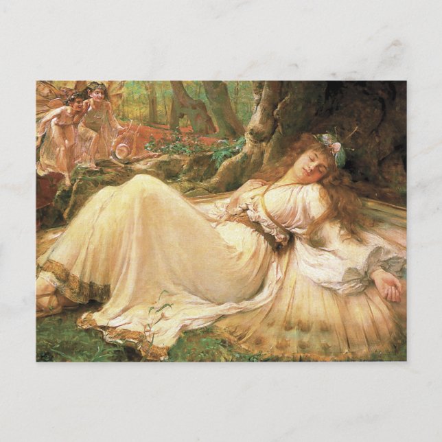 Vintage Sleeping Faerie Queen Postcard (Front)