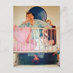 Vintage Sleepy Dad Postcard