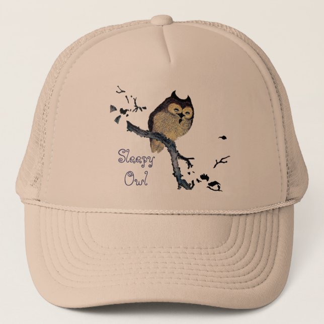 Vintage Sleepy Owl Trucker Hat (Front)