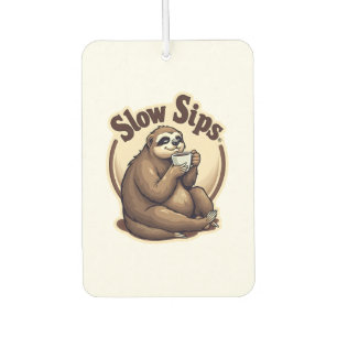 Vintage Sleepy Sloth Coffee Lover Cute Retro Shirt Car Air Freshener