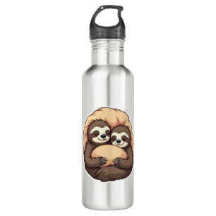 Vintage Sleepy Sloth Couple Cosy Bed Graphic 2 710 Ml Water Bottle