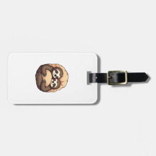 Vintage Sleepy Sloth Couple Cosy Bed Graphic 2 Luggage Tag