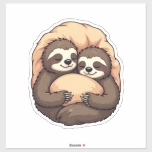 Vintage Sleepy Sloth Couple Cozy Bed Graphic 2