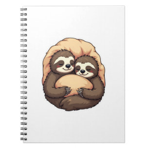 Vintage Sleepy Sloth Couple Cozy Bed Graphic 2 Notebook