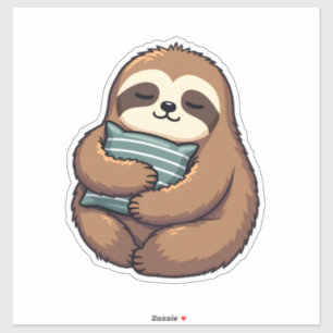 Vintage Sleepy Sloth Cozy Pillow Illustration 2