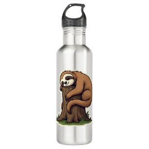 Vintage Sleepy Sloth Forest Log Cute Animal Art 2 710 Ml Water Bottle
