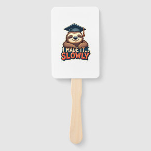 Vintage Sleepy Sloth Graduation Cute Animal Design Hand Fan
