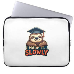 Vintage Sleepy Sloth Graduation Cute Animal Design Laptop Sleeve