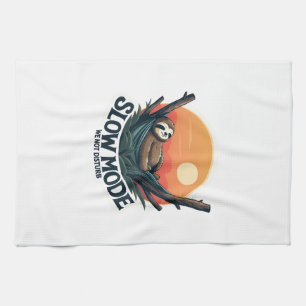 Vintage Sleepy Sloth Shirt Funny Slow Morning Desi Tea Towel