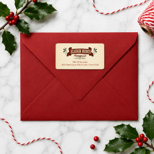 Vintage Sleigh Rides Christmas Return Address Label
