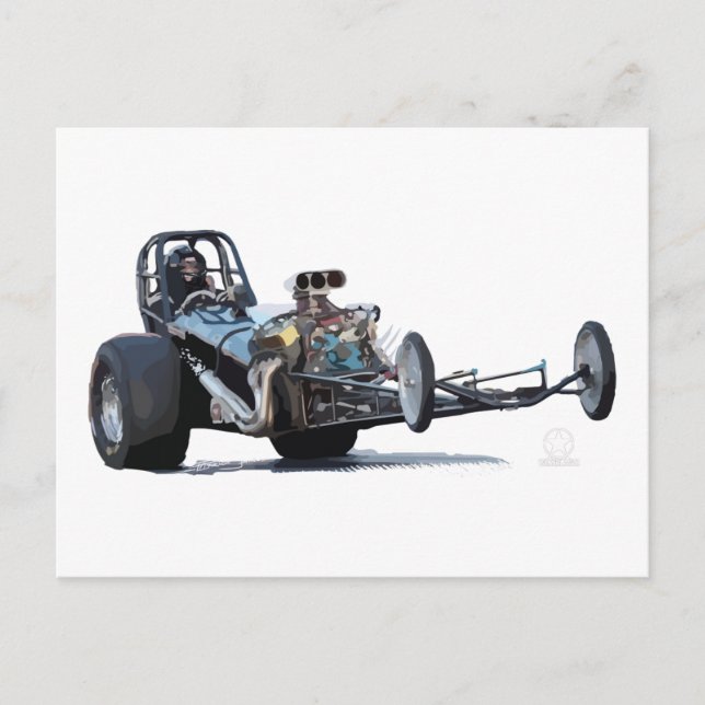 Vintage Slingshot Dragster Wheelie Postcard (Front)