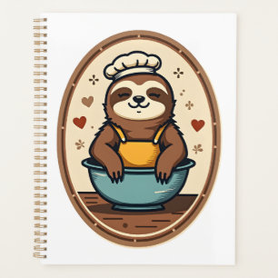 Vintage Sloth Baker Cute Retro Baking Art 2 Planner