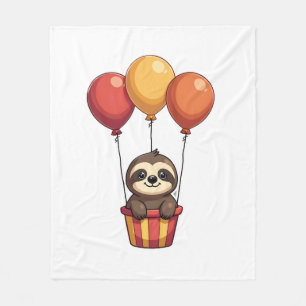 Vintage Sloth Balloons Retro Cute Animal Design 2 Fleece Blanket