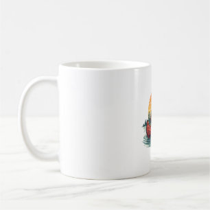 Vintage Sloth Canoe Sunset Retro Wildlife Art 2 Coffee Mug