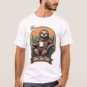 Vintage Sloth Coffee Shirt Calm Morning Humour 2