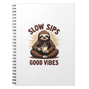 Vintage Sloth Coffee Shirt Cute Slow Morning Humor Notebook
