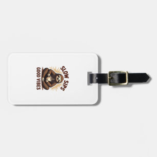 Vintage Sloth Coffee Shirt Cute Slow Morning Humou Luggage Tag