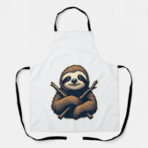 Vintage Sloth Emblem Engraving Shirt Apron