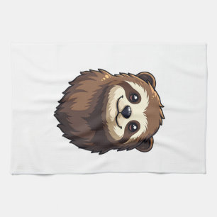 Vintage Sloth Face Retro Wildlife Graphic 2 Tea Towel