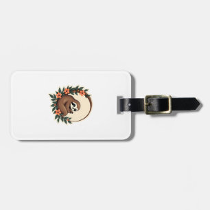Vintage Sloth Floral Botanical Retro Animal Art 2 Luggage Tag