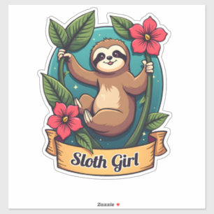 Vintage Sloth Flower Girl Cute Tropical Retro Shir