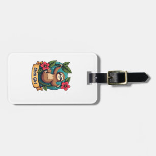 Vintage Sloth Flower Girl Cute Tropical Retro Shir Luggage Tag
