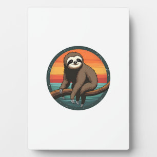 Vintage Sloth Graphic Retro Jungle Animal Art 2 Plaque