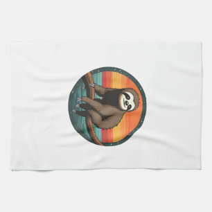 Vintage Sloth Graphic Retro Jungle Animal Art 2 Tea Towel