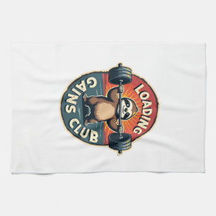 Vintage Sloth Gym Humour Installing Muscles Shirt  Tea Towel