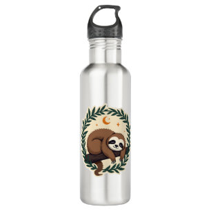 Vintage Sloth Heart Botanical Woodland Design 2 710 Ml Water Bottle