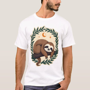 Vintage Sloth Heart Botanical Woodland Design 2 T-Shirt