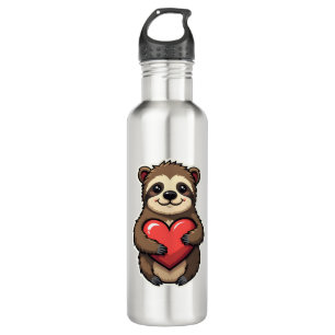 Vintage Sloth Heart Retro Love Animal Art 2 710 Ml Water Bottle