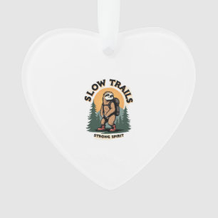 Vintage Sloth Hiking Adventure Quote Design 2 Ornament