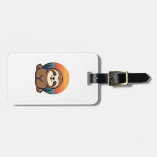 Vintage Sloth Illustration Cute Retro Animal Art 2 Luggage Tag