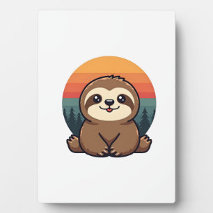 Vintage Sloth Illustration Cute Retro Animal Art 2 Plaque