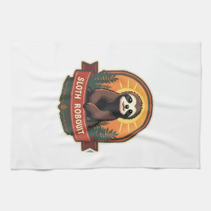 Vintage Sloth Illustration Retro Nature Art 2 Tea Towel