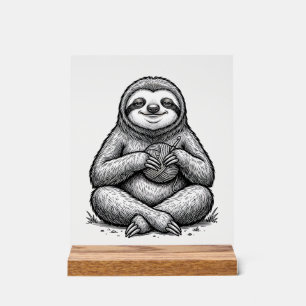 Vintage Sloth Knitting Engraving Shirt Design_1 Acrylic Sign