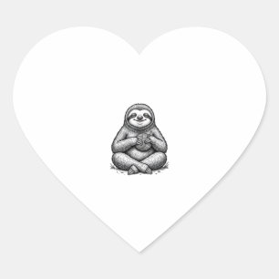 Vintage Sloth Knitting Engraving Shirt Design_1 Heart Sticker