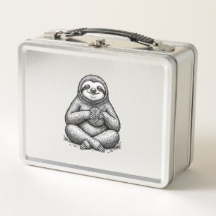 Vintage Sloth Knitting Engraving Shirt Design_1 Metal Lunch Box