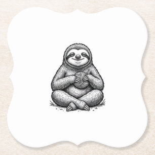 Vintage Sloth Knitting Engraving Shirt Design_1 Paper Coaster