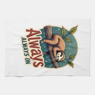 Vintage Sloth Lazy Quote Funny Energy Efficient De Tea Towel