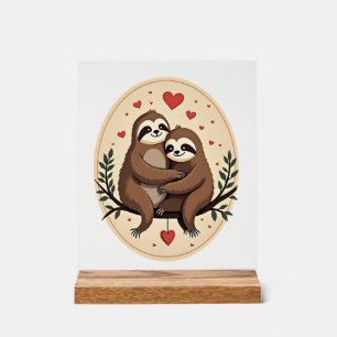 Vintage Sloth Love Retro Valentine Shirt 2 Acrylic Sign