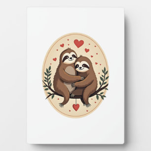 Vintage Sloth Love Retro Valentine Shirt 2 Plaque