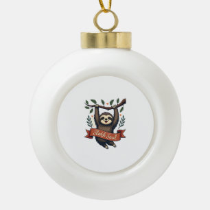 Vintage Sloth Lover Retro Cute Hanging Sloth Shirt Ceramic Ball Christmas Ornament