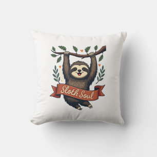 Vintage Sloth Lover Retro Cute Hanging Sloth Shirt Cushion