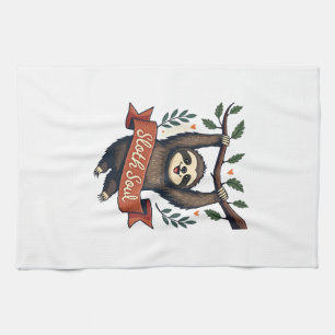 Vintage Sloth Lover Retro Cute Hanging Sloth Shirt Tea Towel